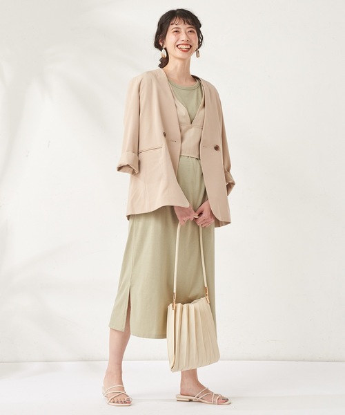 natural couture（ナチュラルクチュール）の「カットワンピース+バックレースアップビスチェセット（ワンピース・レディース・ブラック/カーキ/アイボリー・FREE）」の16枚目の写真