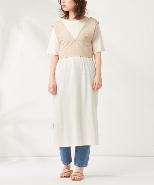 natural couture（ナチュラルクチュール）の「カットワンピース+バックレースアップビスチェセット（ワンピース・レディース・ブラック/カーキ/アイボリー・FREE）」の17枚目の写真