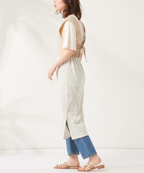 natural couture（ナチュラルクチュール）の「カットワンピース+バックレースアップビスチェセット（ワンピース・レディース・ブラック/カーキ/アイボリー・FREE）」の18枚目の写真