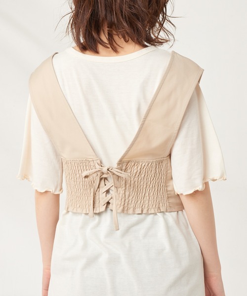 natural couture（ナチュラルクチュール）の「カットワンピース+バックレースアップビスチェセット（ワンピース・レディース・ブラック/カーキ/アイボリー・FREE）」の22枚目の写真