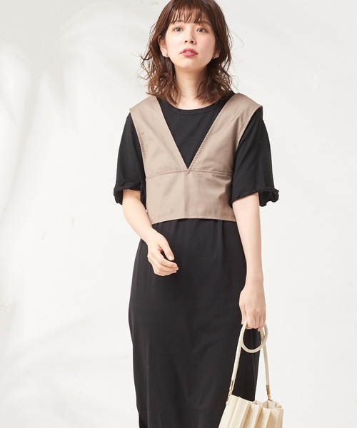 natural couture（ナチュラルクチュール）の「カットワンピース+バックレースアップビスチェセット（ワンピース・レディース・ブラック/カーキ/アイボリー・FREE）」の11枚目の写真