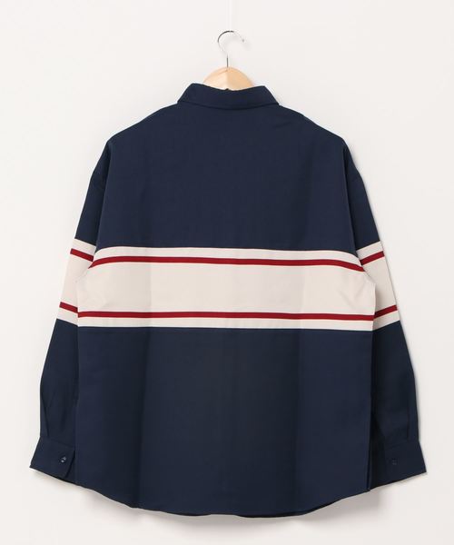 ROMANTIC CROWN（ロマンティッククラウン）の「『ROMANTIC CROWN』RMTCRW CROSS LINE SHIRT/クロスラインシャツ（シャツ/ブラウス・レディース・ネイビー/アイボリー・M/L）」の4枚目の写真