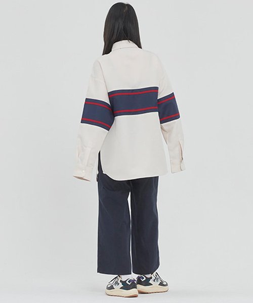 ROMANTIC CROWN（ロマンティッククラウン）の「『ROMANTIC CROWN』RMTCRW CROSS LINE SHIRT/クロスラインシャツ（シャツ/ブラウス・レディース・ネイビー/アイボリー・M/L）」の12枚目の写真