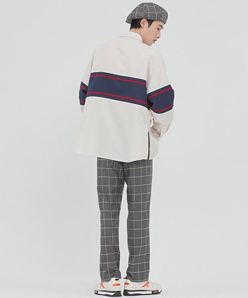 ROMANTIC CROWN（ロマンティッククラウン）の「『ROMANTIC CROWN』RMTCRW CROSS LINE SHIRT/クロスラインシャツ（シャツ/ブラウス・レディース・ネイビー/アイボリー・M/L）」の17枚目の写真