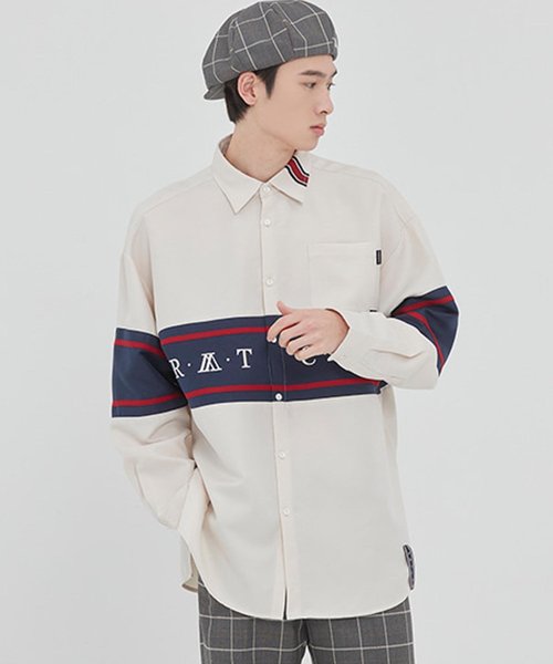 ROMANTIC CROWN（ロマンティッククラウン）の「『ROMANTIC CROWN』RMTCRW CROSS LINE SHIRT/クロスラインシャツ（シャツ/ブラウス・レディース・ネイビー/アイボリー・M/L）」の14枚目の写真