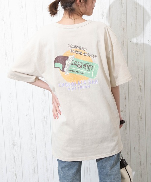 SpRay(スプレイ)の「CHOCOLAT Tシャツ(Tシャツ/カットソー・レディース・オフホワイト/ブラック/オレンジ/ライトベージュ/グリーン/ブルー・FREE)」の4枚目の写真
