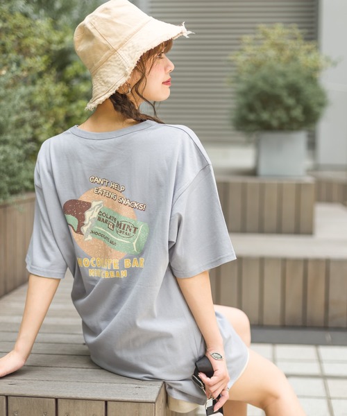 SpRay(スプレイ)の「CHOCOLAT Tシャツ(Tシャツ/カットソー・レディース・オフホワイト/ブラック/オレンジ/ライトベージュ/グリーン/ブルー・FREE)」の6枚目の写真