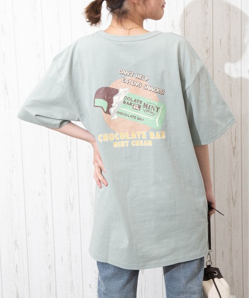SpRay(スプレイ)の「CHOCOLAT Tシャツ(Tシャツ/カットソー・レディース・オフホワイト/ブラック/オレンジ/ライトベージュ/グリーン/ブルー・FREE)」の5枚目の写真