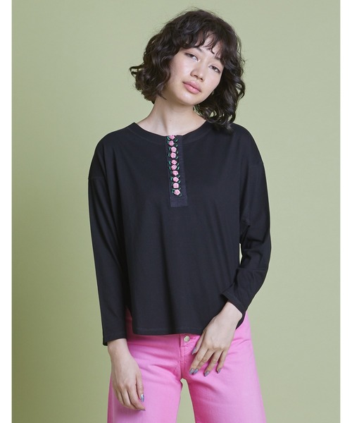 Little sunny bite（リトルサニーバイト）の「I love roses long tee（Tシャツ/カットソー・レディース・ホワイト/ピンク/グリーン/ブラック・SMALL/MEDIUM）」の3枚目の写真