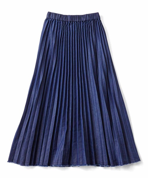 シロップ.(シロップ.)の「すそフリンジのデニムプリーツスカート(スカート・レディース・ブルー・LARGE/XX-LARGE/MEDIUM/SMALL/X-LARGE)」の6枚目の写真