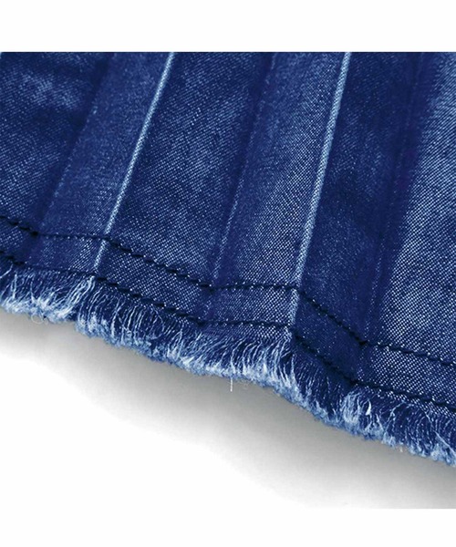 シロップ.(シロップ.)の「すそフリンジのデニムプリーツスカート(スカート・レディース・ブルー・LARGE/XX-LARGE/MEDIUM/SMALL/X-LARGE)」の7枚目の写真