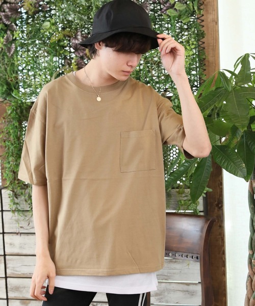 ARCADE（アーケード）の「2枚セット アンサンブル ポケ付きビッグTシャツ×ロングタンクトップ（アンサンブル・メンズ・ブラック/ベージュ/ライム/パープル/ホワイト/ブラウン・L/LL/M）」の5枚目の写真