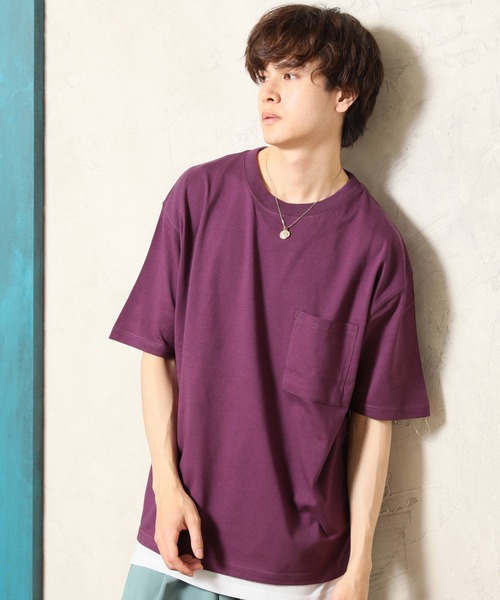 ARCADE（アーケード）の「2枚セット アンサンブル ポケ付きビッグTシャツ×ロングタンクトップ（アンサンブル・メンズ・ブラック/ベージュ/ライム/パープル/ホワイト/ブラウン・L/LL/M）」の6枚目の写真