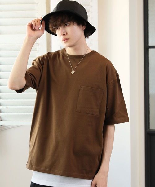 ARCADE（アーケード）の「2枚セット アンサンブル ポケ付きビッグTシャツ×ロングタンクトップ（アンサンブル・メンズ・ブラック/ベージュ/ライム/パープル/ホワイト/ブラウン・L/LL/M）」の4枚目の写真