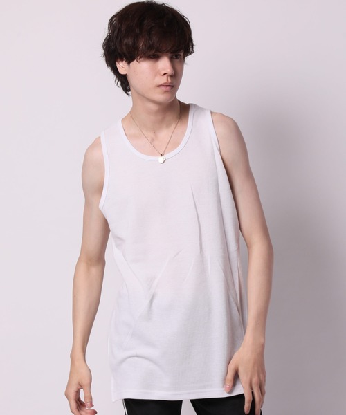 ARCADE（アーケード）の「2枚セット アンサンブル ポケ付きビッグTシャツ×ロングタンクトップ（アンサンブル・メンズ・ブラック/ベージュ/ライム/パープル/ホワイト/ブラウン・L/LL/M）」の20枚目の写真