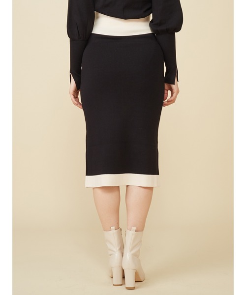 ROYAL PARTY（ロイヤルパーティー）の「バイカラーニットタイトスカート（スカート・レディース・ベージュ/オレンジ/ブラック・FREE）」の5枚目の写真