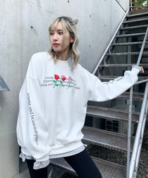 RASVOA | スリーローズ刺繍トレーナー(スウェット)