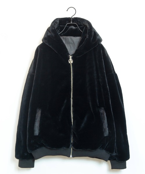 美品 ガリスアディクション ボリュームファー ブルゾン ブラック L