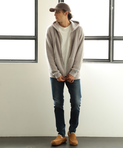 BAYFLOW(ベイフロー)の「リサイクルシャギーニットパーカー(パーカー・メンズ・チャコールグレー/ベージュ/ネイビー・SMALL/MEDIUM/LARGE)」の4枚目の写真