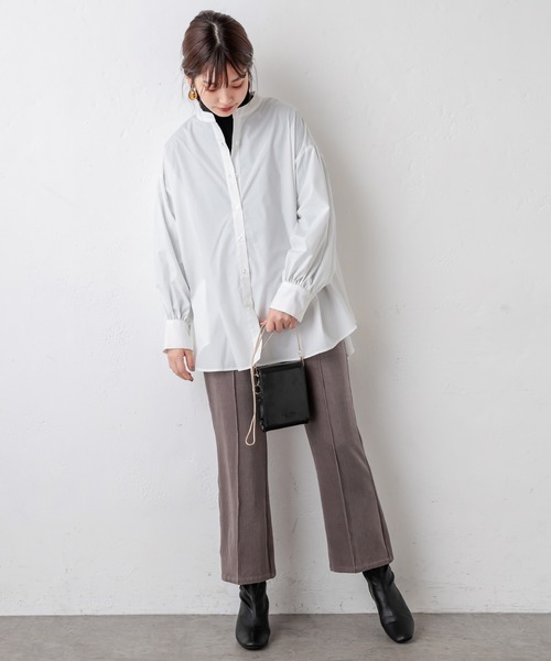 natural couture（ナチュラルクチュール）の「ボリュームロングシャツ（シャツ/ブラウス・レディース・オフホワイト/ベージュ/カーキ/ストライプ・FREE）」の9枚目の写真