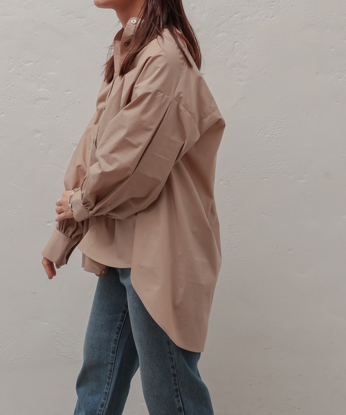 natural couture（ナチュラルクチュール）の「ボリュームロングシャツ（シャツ/ブラウス・レディース・オフホワイト/ベージュ/カーキ/ストライプ・FREE）」の7枚目の写真