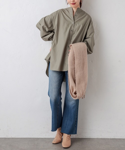 natural couture（ナチュラルクチュール）の「ボリュームロングシャツ（シャツ/ブラウス・レディース・オフホワイト/ベージュ/カーキ/ストライプ・FREE）」の21枚目の写真