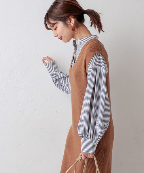 natural couture（ナチュラルクチュール）の「ボリュームロングシャツ（シャツ/ブラウス・レディース・オフホワイト/ベージュ/カーキ/ストライプ・FREE）」の12枚目の写真