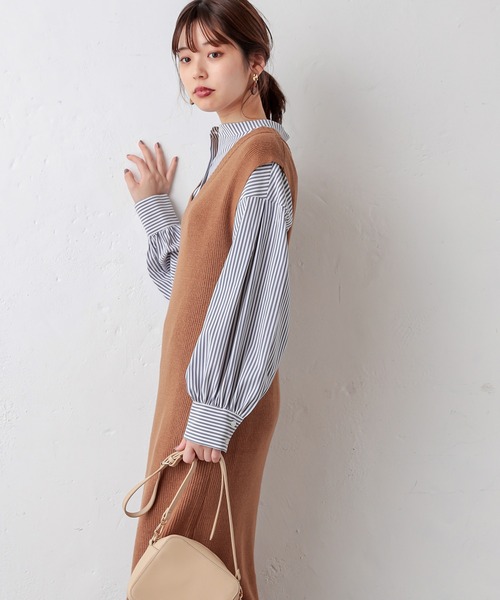 natural couture（ナチュラルクチュール）の「ボリュームロングシャツ（シャツ/ブラウス・レディース・オフホワイト/ベージュ/カーキ/ストライプ・FREE）」の10枚目の写真