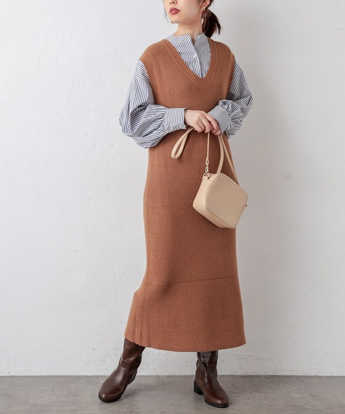 natural couture（ナチュラルクチュール）の「ボリュームロングシャツ（シャツ/ブラウス・レディース・オフホワイト/ベージュ/カーキ/ストライプ・FREE）」の8枚目の写真