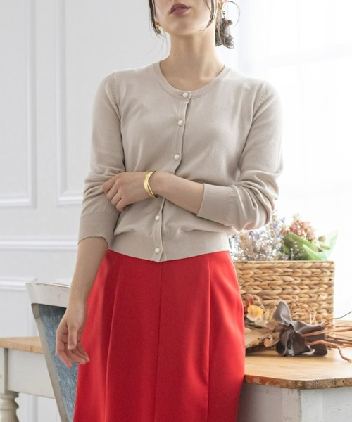 clear（クリア）の「パールカーディガン ≪2022AW≫（カーディガン/ボレロ・レディース・オフホワイト/ミント/ベージュ/ブラック/グリーン/ブラウン・F）」の4枚目の写真