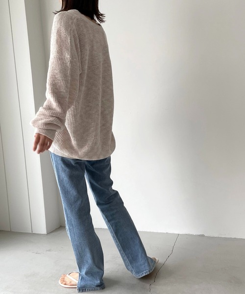 CANAL JEAN（キャナルジーン）の「RED CHOP WORKS(レッドチョップワークス) ヘンリーニット（ニット/セーター・レディース・ベージュ/オフホワイト・38）」の4枚目の写真