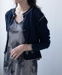 PUBLUX | 【PUBLUX/パブリュクス】リップル配色ステッチメローショートカーディガン(カーディガン/ボレロ)