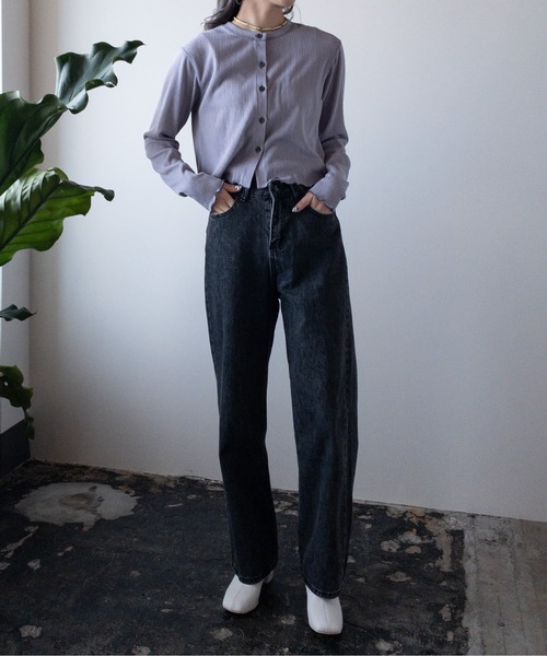 PUBLUX（パブリュクス）の「【PUBLUX/パブリュクス】リップル配色ステッチメローショートカーディガン（カーディガン/ボレロ・レディース・ラベンダー/ベージュ/スミクロ・ﾌﾘ-）」の22枚目の写真