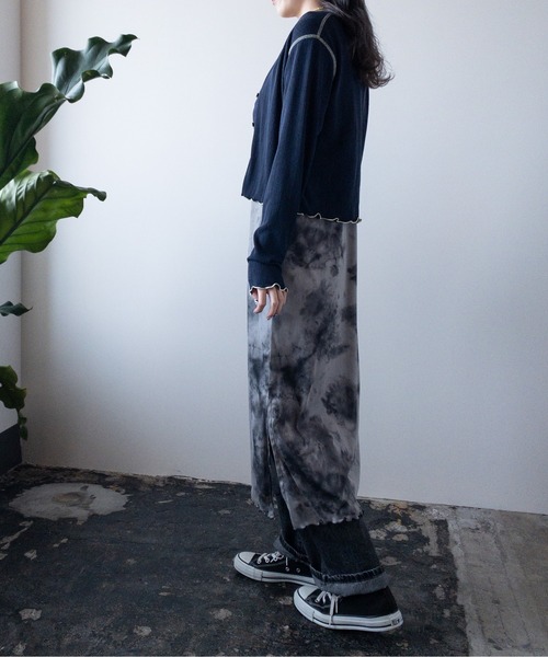 PUBLUX（パブリュクス）の「【PUBLUX/パブリュクス】リップル配色ステッチメローショートカーディガン（カーディガン/ボレロ・レディース・ラベンダー/ベージュ/スミクロ・ﾌﾘ-）」の17枚目の写真