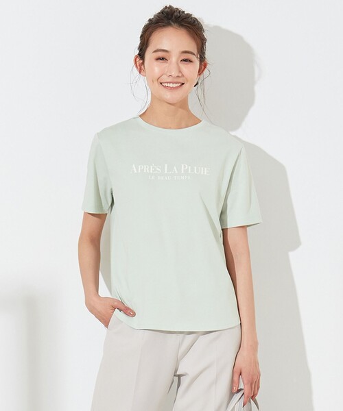 ANY SIS(エニィスィス)の「テキストプリント Tシャツ(Tシャツ/カットソー・レディース・ベージュ系/ホワイト系/ライトグリーン系・2)」の1枚目の写真