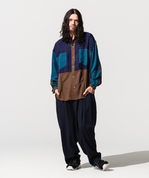 glamb(グラム)の「Fake layered wide pants / フェイクレイヤードワイドパンツ(その他パンツ・メンズ・ネイビー/ブラック・S/L/M)」の14枚目の写真