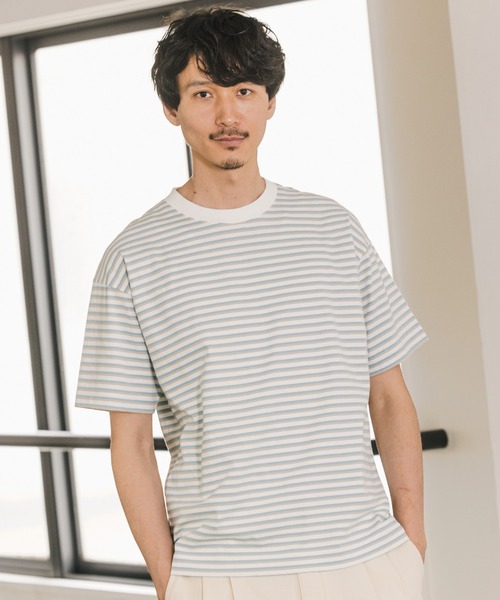 GLOBAL WORK(グローバルワーク)の「マルチボーダーTee/932336(Tシャツ/カットソー・メンズ・ホワイト/グレー系その他/ブルー系その他・SMALL/MEDIUM/LARGE/X-LARGE)」の2枚目の写真