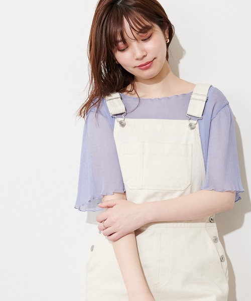 natural couture(ナチュラルクチュール)の「【WEB限定】インナーキャミ付きシアーメロウブラウス(シャツ/ブラウス・レディース・ミント/サックスブルー/アイボリー/ライトベージュ/ブラック・FREE)」の5枚目の写真