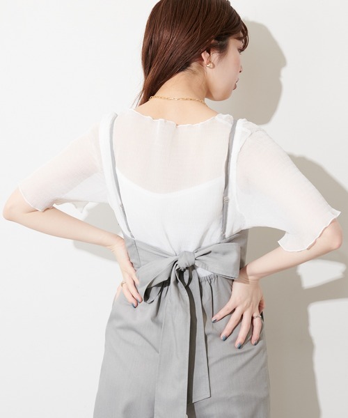 natural couture(ナチュラルクチュール)の「【WEB限定】インナーキャミ付きシアーメロウブラウス(シャツ/ブラウス・レディース・ミント/サックスブルー/アイボリー/ライトベージュ/ブラック・FREE)」の6枚目の写真