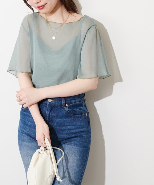 natural couture(ナチュラルクチュール)の「【WEB限定】インナーキャミ付きシアーメロウブラウス(シャツ/ブラウス・レディース・ミント/サックスブルー/アイボリー/ライトベージュ/ブラック・FREE)」の15枚目の写真