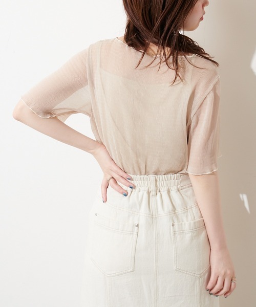 natural couture(ナチュラルクチュール)の「【WEB限定】インナーキャミ付きシアーメロウブラウス(シャツ/ブラウス・レディース・ミント/サックスブルー/アイボリー/ライトベージュ/ブラック・FREE)」の19枚目の写真