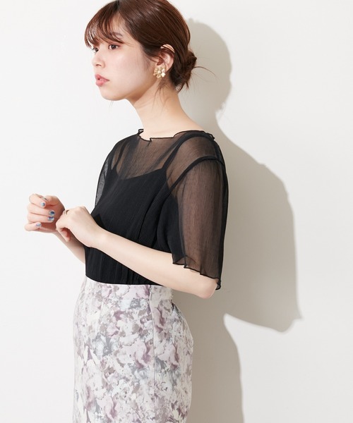 natural couture(ナチュラルクチュール)の「【WEB限定】インナーキャミ付きシアーメロウブラウス(シャツ/ブラウス・レディース・ミント/サックスブルー/アイボリー/ライトベージュ/ブラック・FREE)」の14枚目の写真