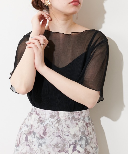 natural couture(ナチュラルクチュール)の「【WEB限定】インナーキャミ付きシアーメロウブラウス(シャツ/ブラウス・レディース・ミント/サックスブルー/アイボリー/ライトベージュ/ブラック・FREE)」の22枚目の写真