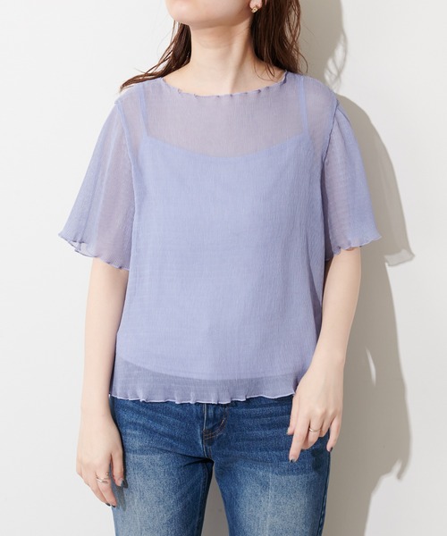 natural couture(ナチュラルクチュール)の「【WEB限定】インナーキャミ付きシアーメロウブラウス(シャツ/ブラウス・レディース・ミント/サックスブルー/アイボリー/ライトベージュ/ブラック・FREE)」の13枚目の写真