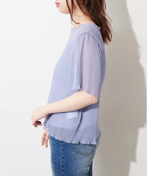 natural couture(ナチュラルクチュール)の「【WEB限定】インナーキャミ付きシアーメロウブラウス(シャツ/ブラウス・レディース・ミント/サックスブルー/アイボリー/ライトベージュ/ブラック・FREE)」の21枚目の写真