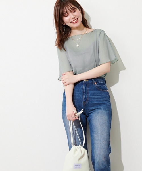natural couture(ナチュラルクチュール)の「【WEB限定】インナーキャミ付きシアーメロウブラウス(シャツ/ブラウス・レディース・ミント/サックスブルー/アイボリー/ライトベージュ/ブラック・FREE)」の12枚目の写真