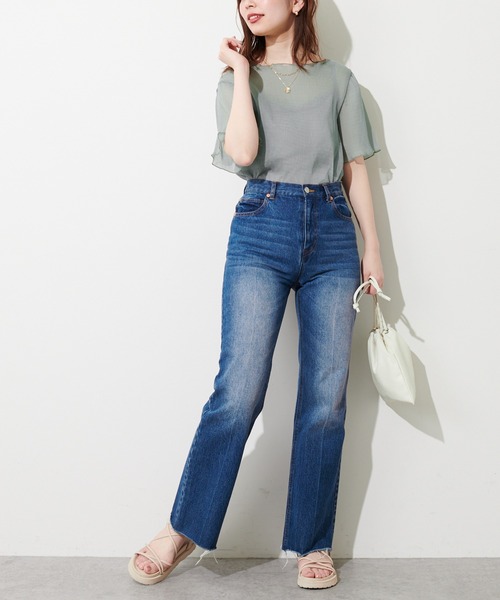 natural couture(ナチュラルクチュール)の「【WEB限定】インナーキャミ付きシアーメロウブラウス(シャツ/ブラウス・レディース・ミント/サックスブルー/アイボリー/ライトベージュ/ブラック・FREE)」の20枚目の写真