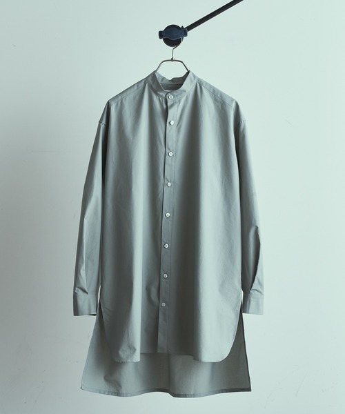 Lui's(ルイス)の「120双スタンドロングスリットシャツ(シャツ/ブラウス)」|グレー
