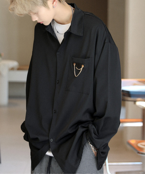 neos(ネオス)の「【neos -addictive design-】ルーズシルエット ポケット チェーンデザイン シャツ(シャツ/ブラウス・メンズ・ホワイト/ブラック/ブルー・MEDIUM/LARGE/X-LARGE)」の21枚目の写真