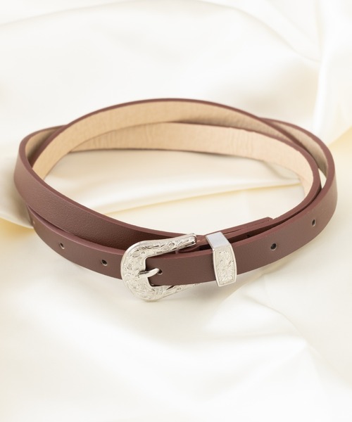 REBALANCE(リバランス)の「デザインバックル カラー ベルト(ベルト・レディース・ホワイト/ダークブラウン/ブラウン/グレー/レッド/サックスブルー/ピンク/インディゴブルー/その他/ライトブラウン/クリアブラウン/その他1/その他2/その他3/ホワイト系その他/ブラック系その他/ベージュ系その他/イエロー系その他/レッド系その他/ダークウッド/ブラック×シルバー/シルバー×ブラック/ブラック×ゴールド・ONE SIZE)」の7枚目の写真